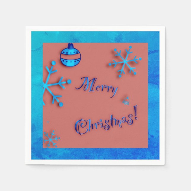 Merry Christmas , ornaments and snow crystals Napkins (Front)