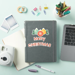 Merry Christmas Ornaments Balls Happy Holidays Sticker