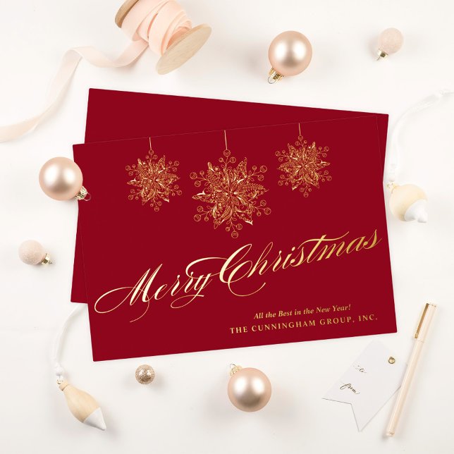 Merry Christmas Ornaments Business Foil Holiday Card (Creator Uploaded)