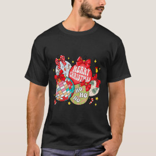 Merry Christmas Ornaments Disco Ball Coquette Bow  T-Shirt