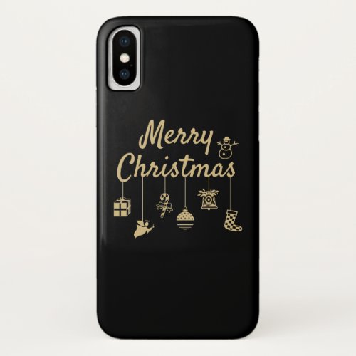 Merry Christmas Ornaments gold iPhone XS Case