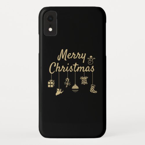 Merry Christmas Ornaments gold iPhone XR Case
