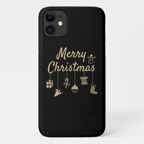 Merry Christmas Ornaments gold iPhone 11 Case