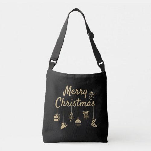 Merry Christmas Ornaments gold Crossbody Bag