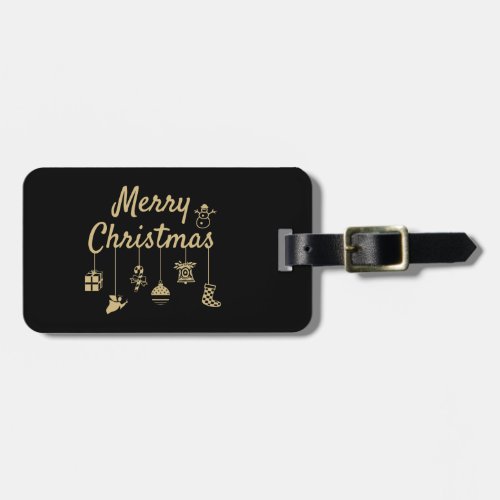 Merry Christmas Ornaments gold Luggage Tag