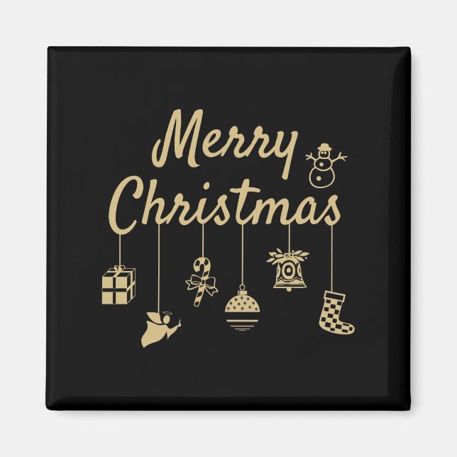 Merry Christmas Ornaments gold Magnet (Front)