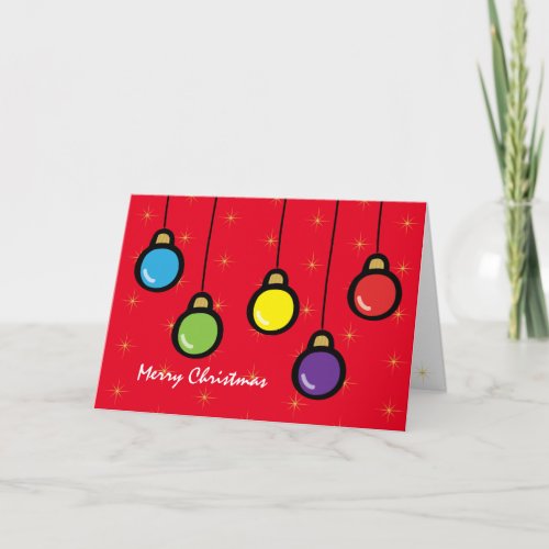 Merry Christmas Ornaments Gold Star Greeting Card