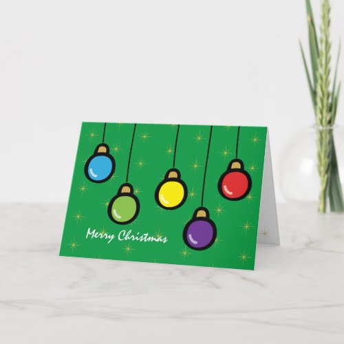 Merry Christmas Ornaments Gold Star Greeting Card