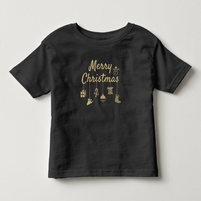 Merry Christmas Ornaments gold Toddler T-shirt (Front)