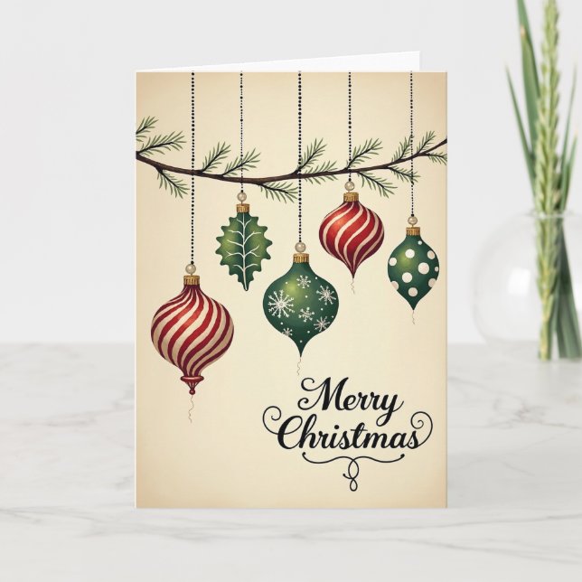 Merry Christmas Ornaments Greeting Card (Front)
