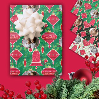Merry Christmas Ornaments Photo Wrapping Paper Sheets
