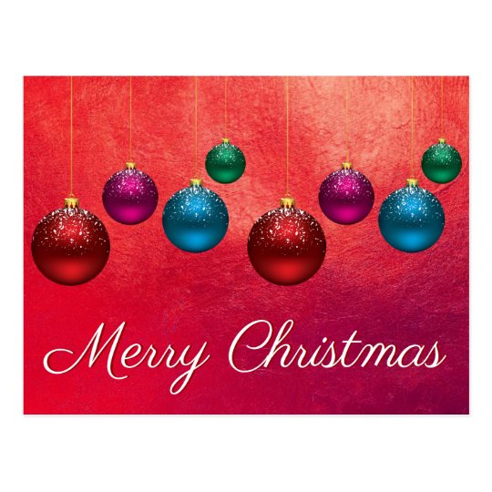 Merry Christmas Ornaments Postcard Colorful | Zazzle.com