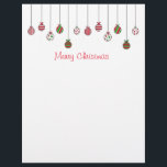 Merry Christmas Ornaments Script Letterhead<br><div class="desc">Christmas decoration ornaments merry Christmas script letterhead.</div>