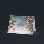 Merry Christmas Ornaments, Snowman, Reindeer  Holiday Card<br><div class="desc">Christmas wonderland</div>