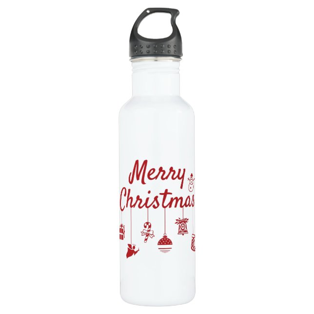 Merry Christmas Ornaments Stainless Steel Water Bottle (Front)