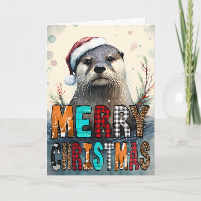 Merry Christmas Otter  Card (Front)