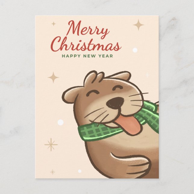 Merry Christmas Otter Postcard (Front)
