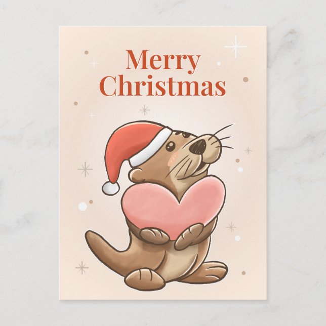 Merry Christmas Otter Postcard (Front)