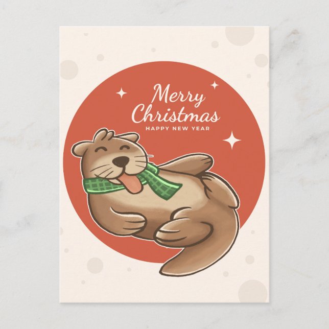 Merry Christmas Otter Postcard (Front)