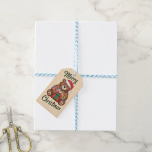 Merry Christmas - Ourson and Christmas present Gift Tags