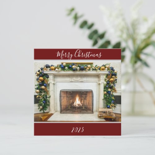 Merry Christmas Oval Office Fireplace White House Holiday Card