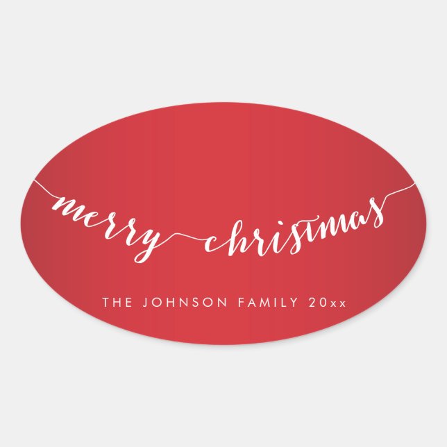 Merry Christmas Oval Red Stickers (Front)