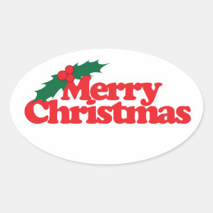 Merry Christmas Oval Sticker
