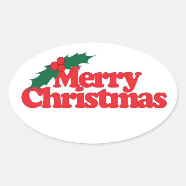 Merry Christmas Oval Sticker (Front)