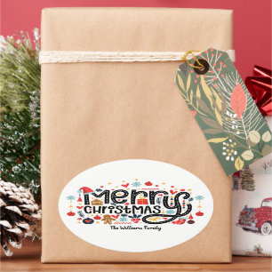 Merry Christmas Oval Sticker