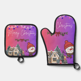 Merry Christmas  Oven Mitt & Pot Holder Set