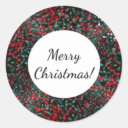 Merry Christmas Over Christmasy Beads Classic Round Sticker