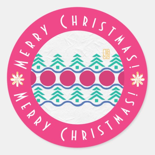 Merry Christmas Over the River Round Sticker