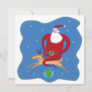 Merry Christmas Over the World Santa Card