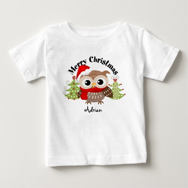 Merry Christmas Owl Baby T Shirts (Front)