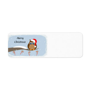 Merry Christmas Owl Label