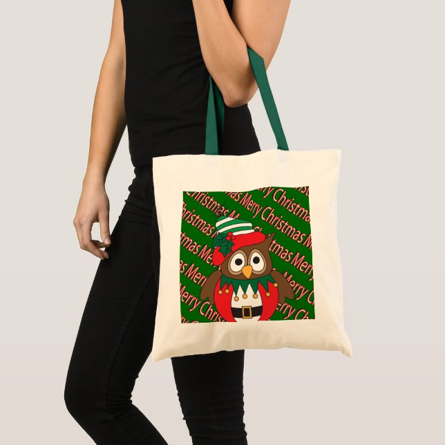Merry Christmas Owl Tote Bag (Front (Product))
