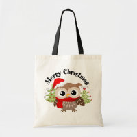 Merry Christmas Owl Tote Bag