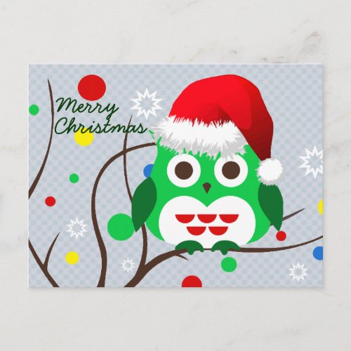 Merry Christmas Owl Trend Holiday Postcard