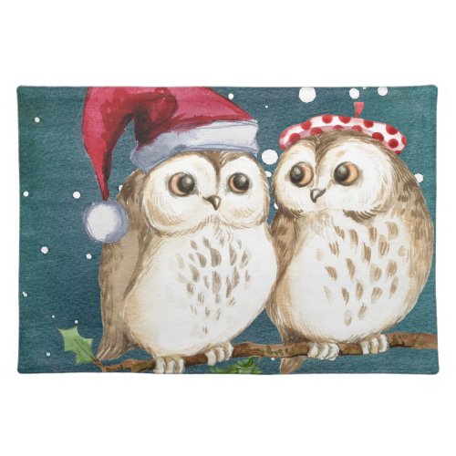 Merry_christmas Owls Cloth Placemat