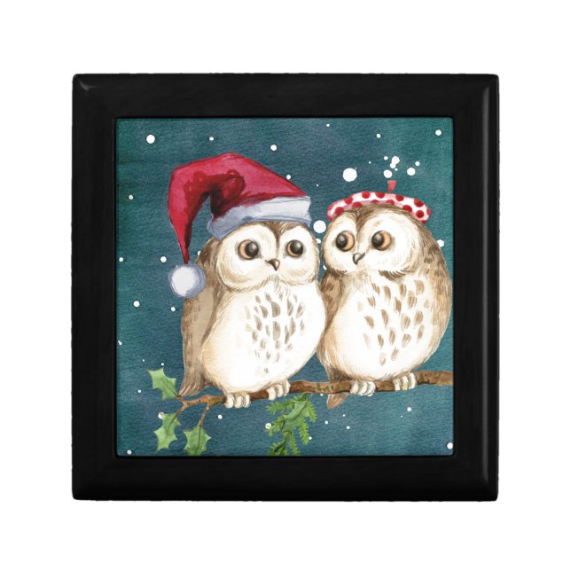 Merry-christmas Owls Jewelry Box (Front)