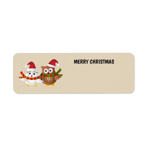 Merry Christmas Owls Label