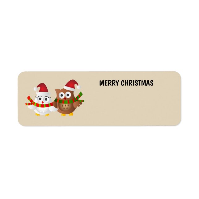 Merry Christmas Owls Label (Front)