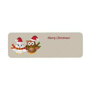 Merry Christmas Owls Label