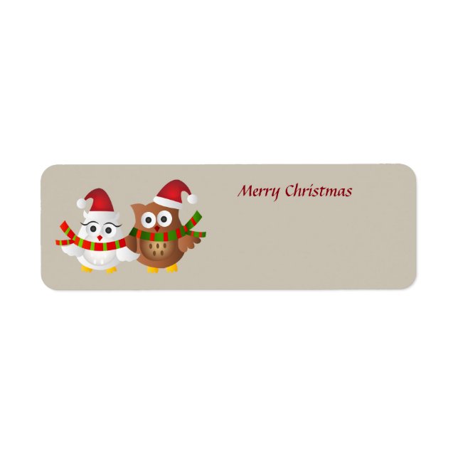 Merry Christmas Owls Label (Front)