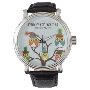 Merry Christmas Owls on the Tree Watch