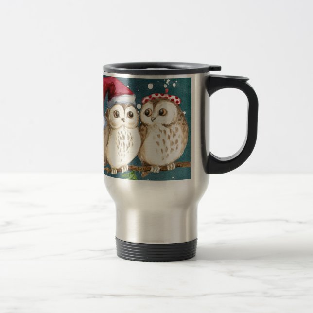 Merry-christmas Owls Travel Mug (Right)