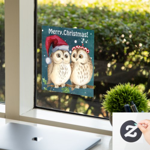 Merry Christmas Owls Window Cling