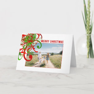 Merry Christmas Paint Splat Swirlies - Customized Holiday Card