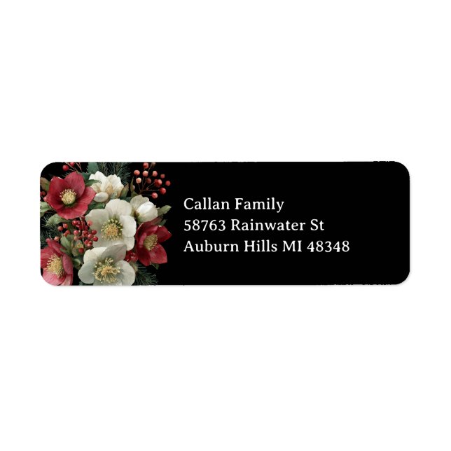 Merry Christmas Painterly Hellebore Holiday Design Label (Front)