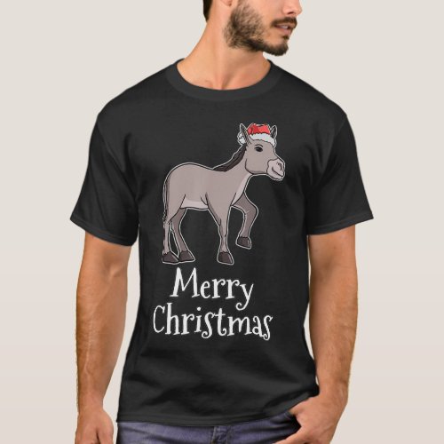 Merry Christmas Pajamas Donkey Santas Hat Gift Don T_Shirt